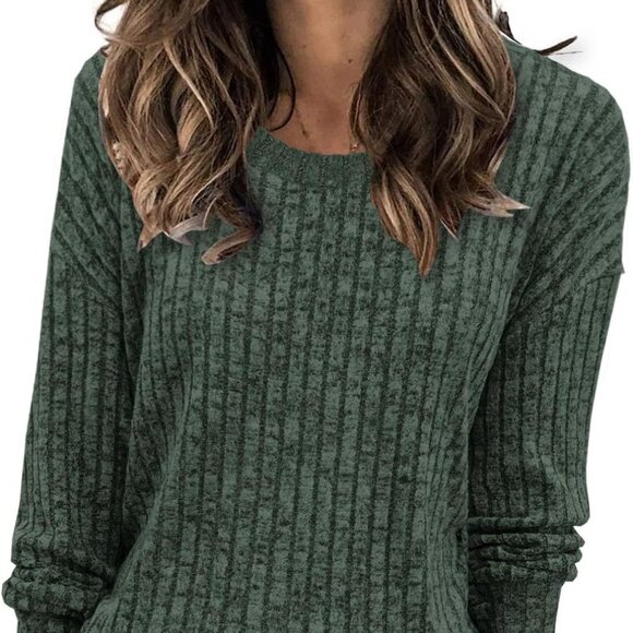 Womens Sweaters Dressy Casual Crewneck Long Sleeve Shirts Loose Fall Fashion Swe - Picture 1 of 4